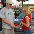 Rainer picks up teen girl Leila at a gas station for a hot trip